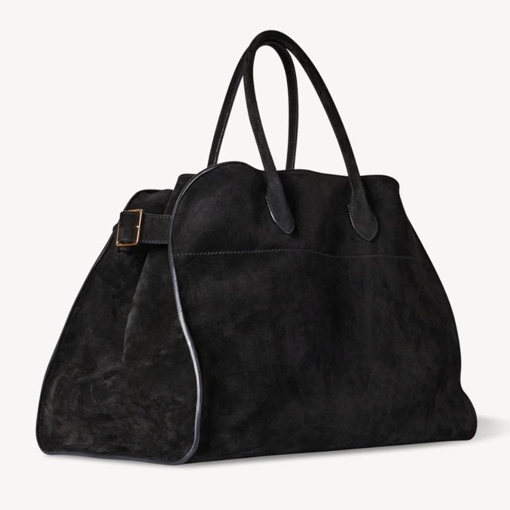 The Row Soft Margaux 17 Bag in Black Suede - Picture 2 of 9
